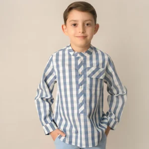 Camisa Cuadros Cielo Plumbago Blanco