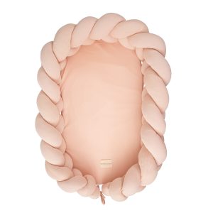 Cuna nido para bebé trenzada rosa