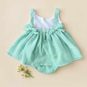 Vestido lacitos bambula agua