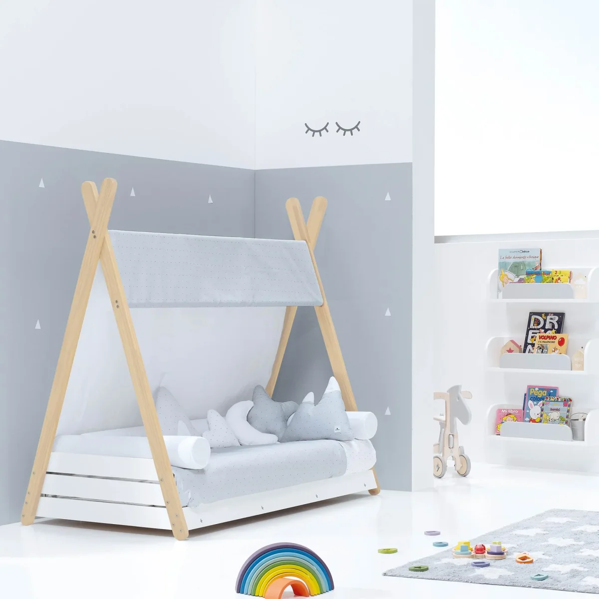 Cama cabaña Montessori madera Homy Life Galaxy 70×140