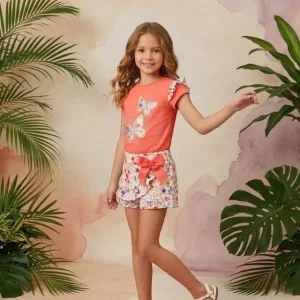 Low Cost Conjunto Short-falda Butterfly