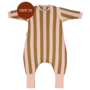 PIJAMA MANTA CON MANGAS Y CALCETINES ANTIDESLIZANTES-TOG 2.5-KHAKI&ROSE STRIPES