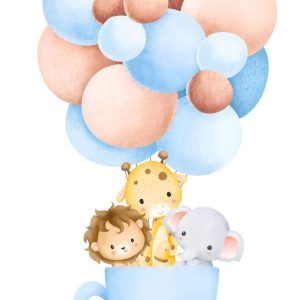 Lámina animales bebes en globo