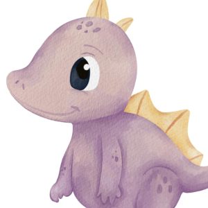 Lámina infantil dinosaurio morado