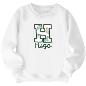 Sudadera Infantil Blanca Bordada Pequeños Dragones
