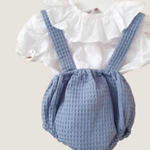 Conjunto waffle azul pastel
