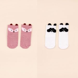 Attisocks Calcetines forma pie Fox & Panda (2 pares) – calcetines antideslizantes