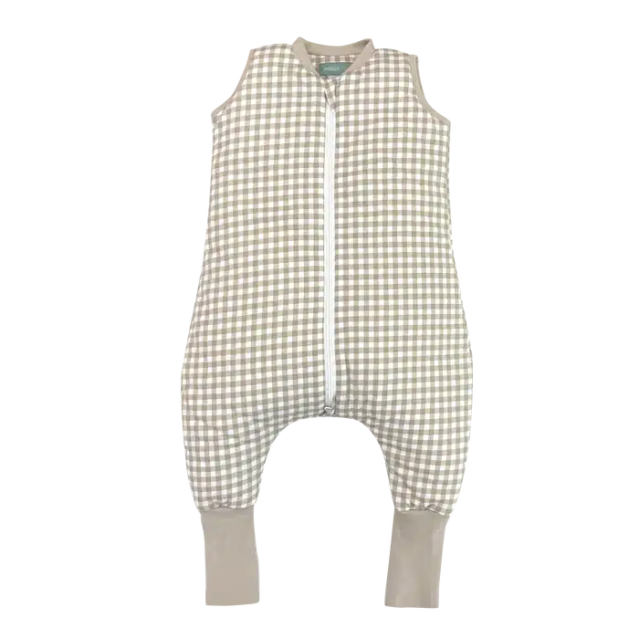 PIJAMA MANTA CON CALCETINES ANTIDESLIZANTES-TOG 2.5-VICHY BEIGE - Imagen 2