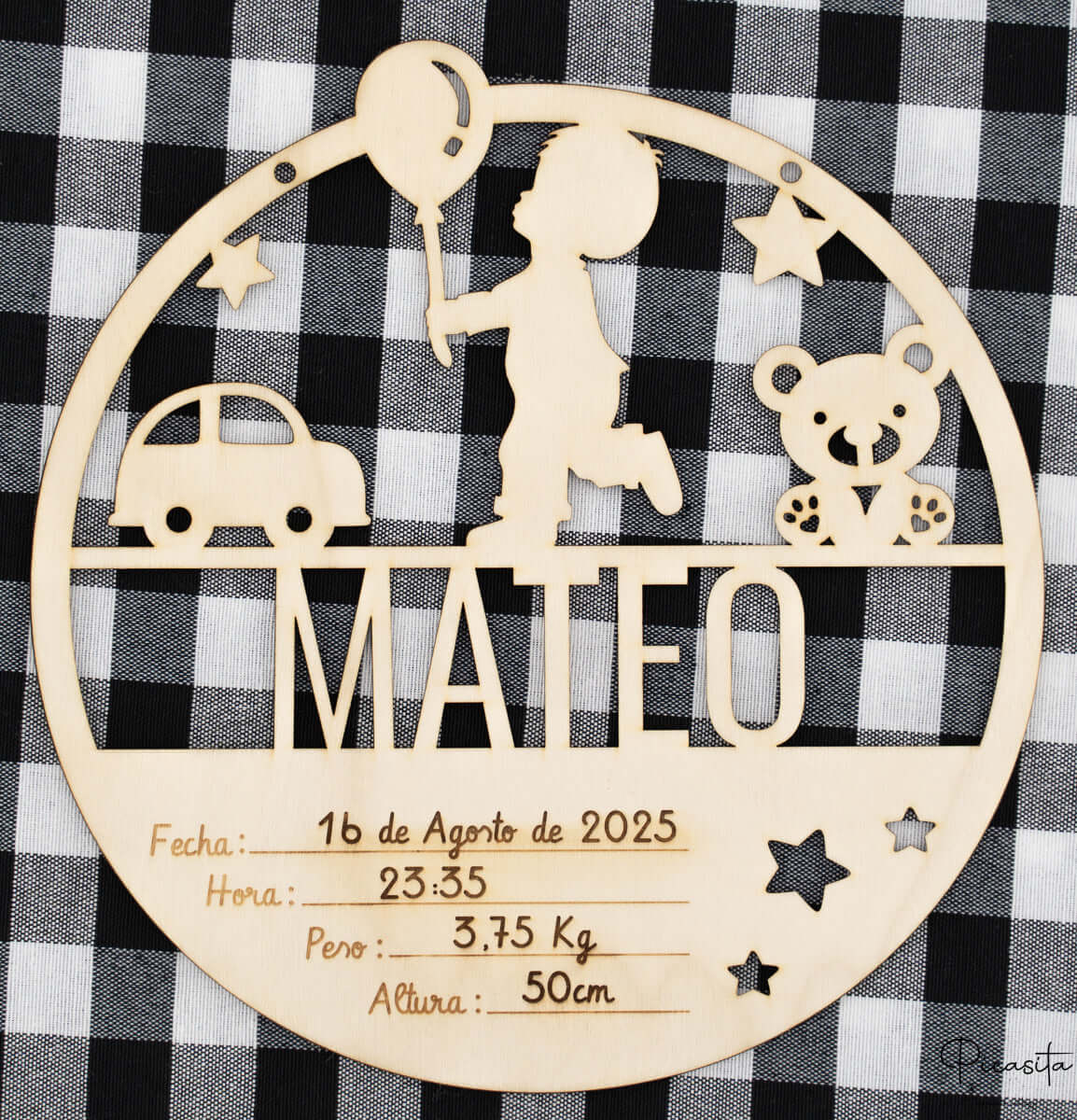 Natalicio Niño en Madera Circular