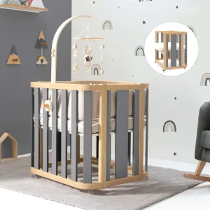 Minicuna de colecho ovalada 55×70 cm Crea Plus Uno madera/gris